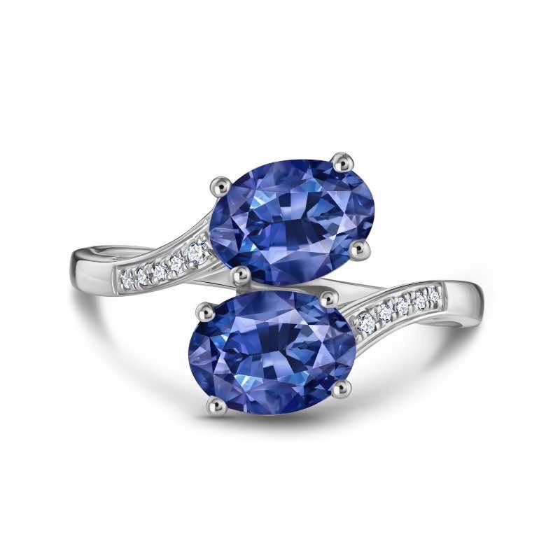 14K White Gold Tanzanite and Diamond Ring